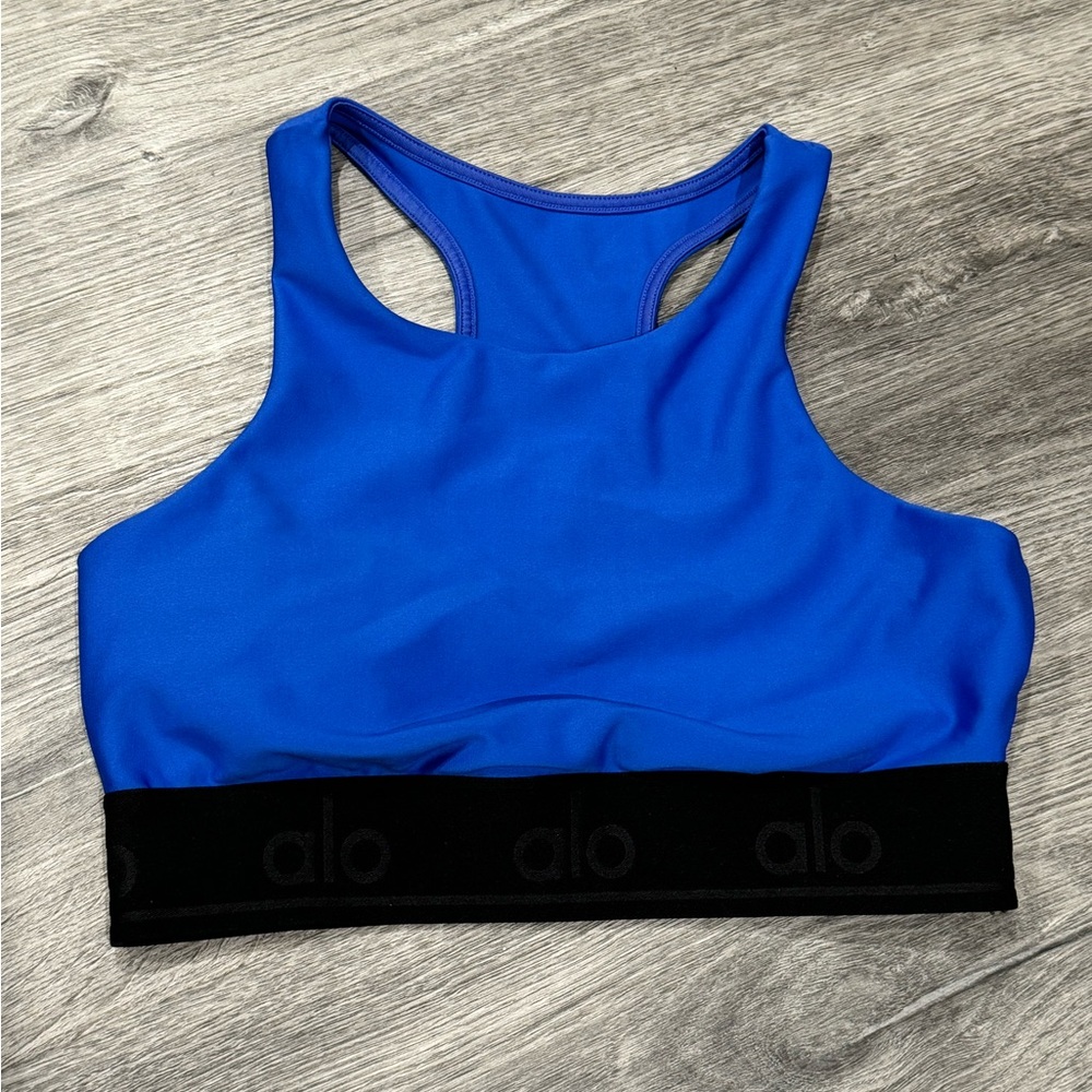 ALO Yoga Blue and Black Sports Bra